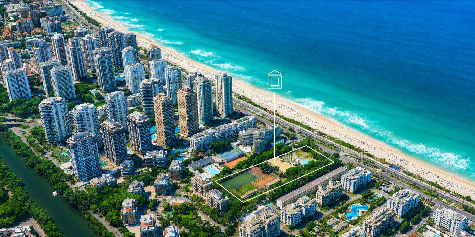 Vista aérea do terreno do antigo Riviera Country Club na Praia da Barra da Tijuca