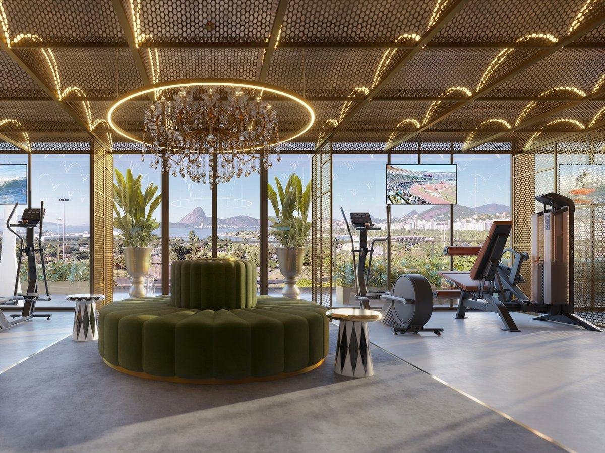 Fitness voltado para a orla, com vista para o Pão de Açúcar